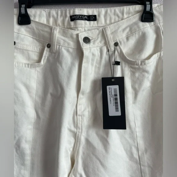 NWT NASTY GAL WHITE WOMENS SPLIT FRONT JEANS SIZE 9 Organic Cotton - Picture 3 of 5